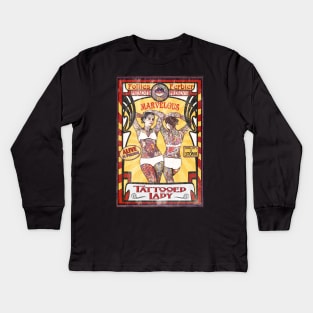 The Tattooed Lady Sideshow Poster Kids Long Sleeve T-Shirt